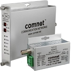 ComNet FVT110M1/M Mini Video Transmitter/Data Transceiver, Multimode, 62.5/125 Micron Fiber, 3 km (2 mi) Max. Range