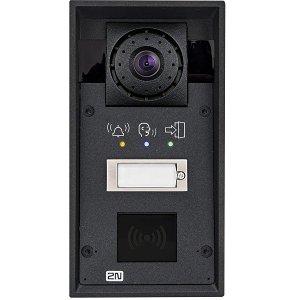 2N IP Force 1-Button Intercom Door Station Module with Camera and Speaker, Supports Card Readers, Black