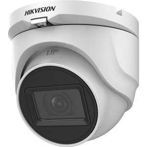 Hikvision DS-2CE76H0T-ITMFS Value Series 5MP Outdoor IR HDoC Turret Camera, 2.8mm Fixed Lens, White