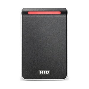 HID 40NKS-02-0002BL Signo 40 Pigtail Smartcard Reader with Smart Profile, Wiegand, Red LED, Flashing Green and Buzzer, Black with Silver Trim