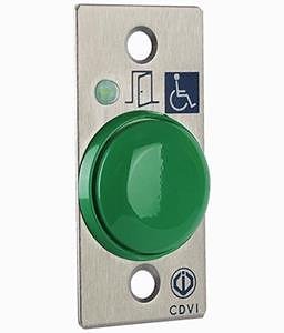 CDVI BPNONFCHOCCABHV Shock Green Push Button + Cables + Stainless Steel Plate