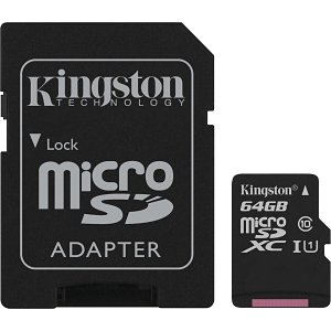 Kingston SDCS/64GB 64GB microSDXC Canvas Select 80R CL10 UHS-I Card+ SD Adapter