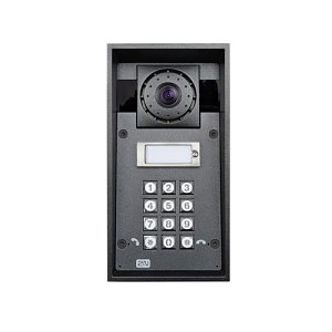 2N IP Force 1-Button Intercom Door Station Module with Camera, Keypad and Loudspeaker, IP69K, 12VDC, Black
