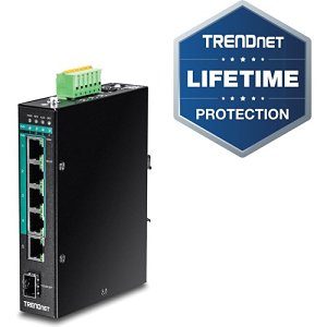 TRENDnet TI-PG541I 6-Port Hardened Industrial Gigabit PoE+ Layer 2 Managed Din-Rail Switch