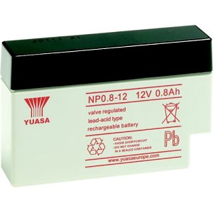 Yuasa NP0.8-12 Industrial NP Series, 12V 0.8Ah Valve Regulated Lead Acid Battery, 20-Hr Rate Capacity, General Purpose