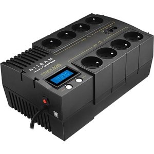 Nitram PB700LCD GreenPower Line Interactive 1000VA, 600W, 8x FR Sockets UPS with 1x 12 V, 7.2Ah Battery and LCD Screen