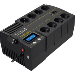 Nitram PB1000LCD GreenPower Line Interactive 1000VA, 600W, 8x FR Sockets UPS with 1x 12V, 9Ah Battery and LCD Screen