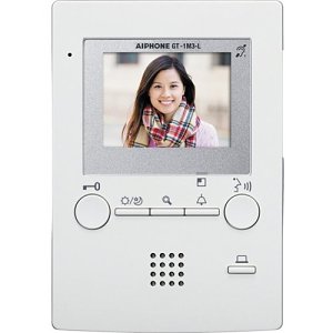 Aiphone GT-1M3-L GT Series Hands-Free Narrow Width Video Tenant Station, 3.5" (9cm) Display, Hearing Aid Compatible, White
