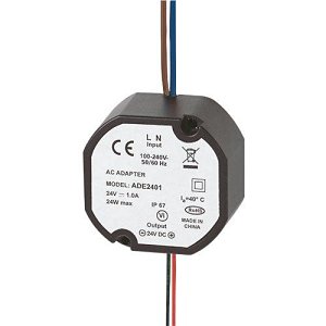 Sewosy ADE2401 Round Power Supply 24V DC 1A, Flush Mounting with Junction Box Wire Exit