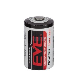 Europa ER14250 Battery, Single Cell, 3.6 V, 1/2AA, Lithium Thionyl Chloride, 1.2 Ah