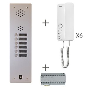 Urmet KA83-106 Audio Kit with 6 Intercom, Voice Programmable