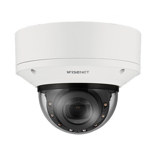 Hanwha XNV-8083R Wisenet X Series, IP67 6MP 4.4-9.3mm Motorized Varifocal Lens, IR 50M IP Dome Camera, White