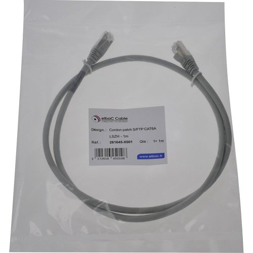 Elbac 261645-X001 CAT6A LSZH Gray 01m Patch Cable, 1m