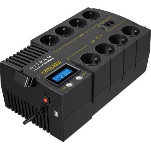 Nitram PB1200LCD GreenPower Line Interactive 1200VA, 720W, 8x FR Sockets UPS with 2x 12V, 5Ah Batteries and LCD Screen