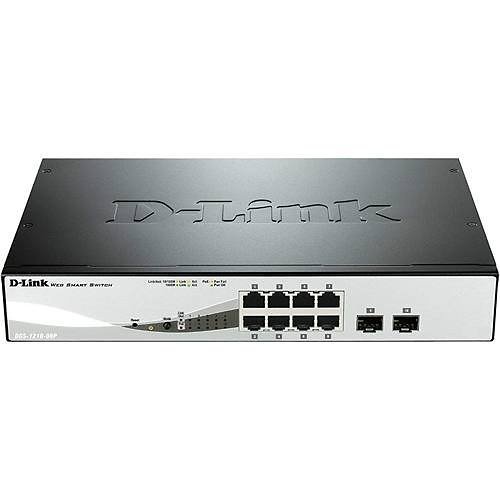 D-Link DGS-1210-08P DGS-1210 Series, 8-Port 2-SFP Gigabit Smart PoE Switch with Fibre Uplink, 65W