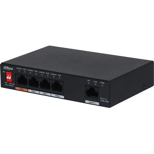 Dahua PFS3005-4ET-60 Desktop , 5-Port Unmanaged PoE Desktop Switch, 4 Ч RJ45 10-100M, 60W