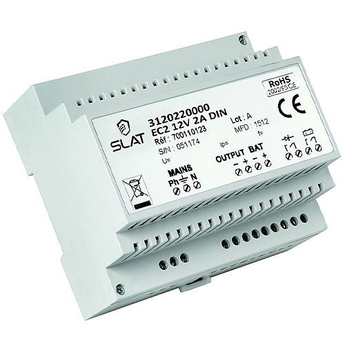 SLAT 3120220000 Intrusion Power Supply Unit EC2 12V 2A DIN 105 x 90 x 62