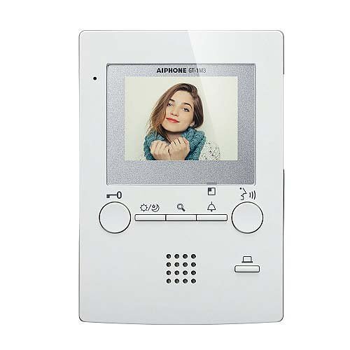 Aiphone GT-1M3 GT Series Hands-Free Narrow Width Video Tenant Station, 3.5" (9cm) Display, White