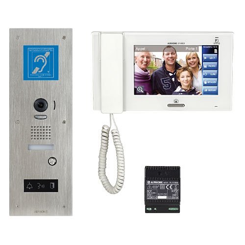 Aiphone JPS4AEDFLBM Accessibility Video Kit with Recessed Stainless Steel Plate, JPDVFLBM with Magnetic Loop and, JP4MED 7" Touch Screen Monitor