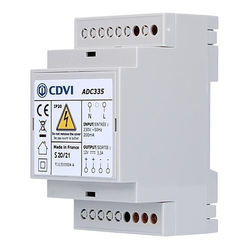 Alimentation 12V 3,5A CDVI ADC335 - Pour Caméras Et Systèmes De Sécurité - Montage Rail DIN 3 Modules
