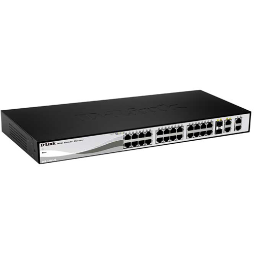 Commutateur Ethernet D-Link DES-1210-28P 24 Ports G&eacute;rable - 2 Couche support&eacute;e - Paire torsad&eacute;e, Fibre Optique - PoE Ports - Bureau