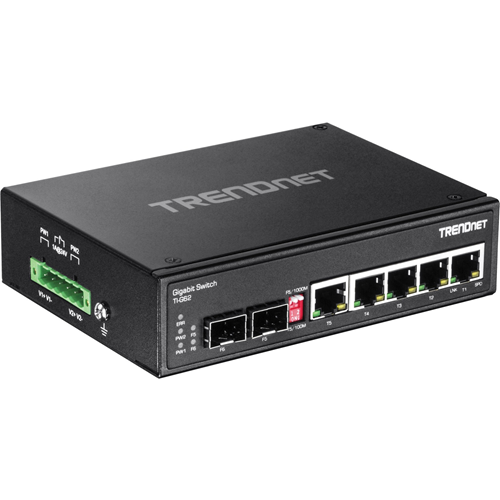 Commutateur Ethernet TRENDnet TI-G62 6 Ports - 2 Couche support&eacute;e - Paire torsad&eacute;e, Fibre Optique - Montage sur rail, Fixation au mur - À vie Garatie limit&eacute;e