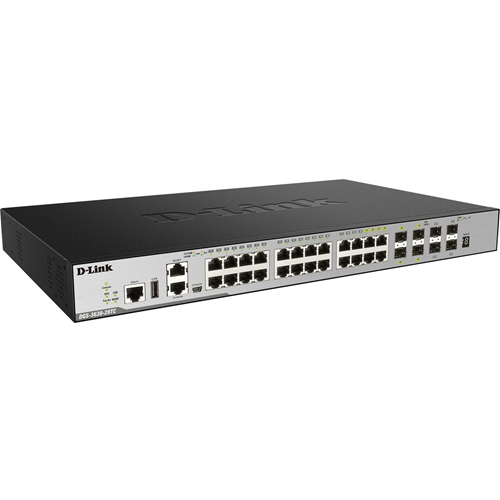 Commutateur de niveau 3 D-Link DGS-3630 DGS-3630-28TC 24 Ports G&eacute;rable - Gigabit Ethernet, 10 Gigabit Ethernet - 10/100/1000Base-TX, 10GBase-SR, 10GBase-LR, 1000Base-LX, 1000Base-SX, 10GBase-LRM - 3 Couche support&eacute;e - Modulaire - 4 Emplacements SFP - Fibre Optique, Paire torsad&eacute;e