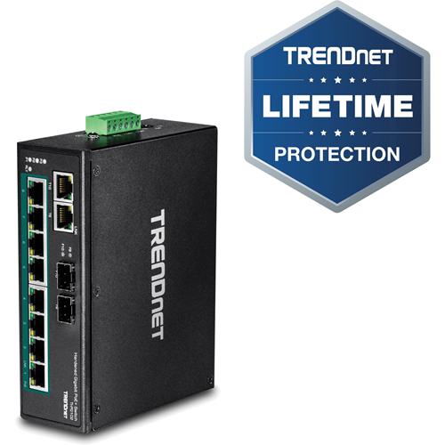 Commutateur Ethernet TRENDnet TI-PG102 10 Ports - 2 Couche support&eacute;e - Modulaire - Paire torsad&eacute;e, Fibre Optique - Fixation au mur, Montage sur rail DIN