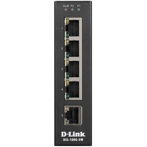 Commutateur Ethernet D-Link DIS-100G-5W 5 Ports - 2 Couche support&eacute;e - Paire torsad&eacute;e - Bureau, Montage sur rail DIN, Fixation au mur