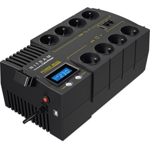 Onduleur ligne interactive NITRAM Power Boxx PB1200LCD - 1,20 kVA/720 W - Montage murale/horizontal - AVR - 8 Heure(s) Recharge - 2 Minute(s) Stand-by - 230 V AC Entr&eacute;e - 230 V AC, 5 V DC Sortie - 8 x FR, 1 x USB Type A