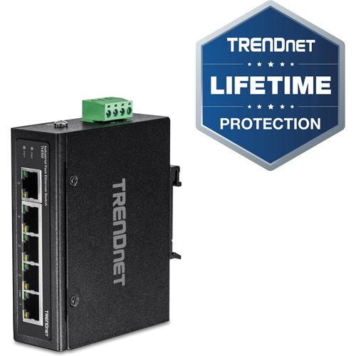Commutateur Ethernet TRENDnet TI-E50 5 Ports - Nouveau - 2 Couche support&eacute;e - Paire torsad&eacute;e - Montage sur rail DIN