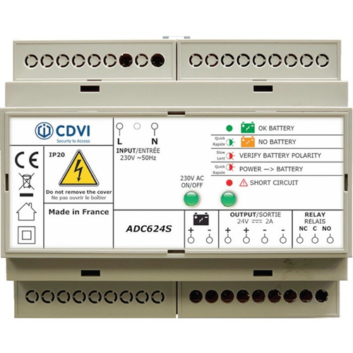 Syst&egrave;me d'alimentation CDVI ADC624S - Rail DIN - 230 V AC Entr&eacute;e