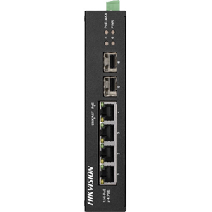 Commutateur Ethernet Hikvision DS-3T0506HP-E/HS 4 Ports - 2 Couche support&eacute;e - Modulaire - 60 W Budget PoE - Paire torsad&eacute;e, Fibre Optique - PoE Ports