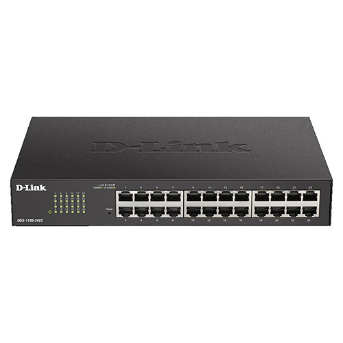 Commutateur Ethernet D-Link DGS-1100-24V2 24 Ports G&eacute;rable - 2 Couche support&eacute;e - Paire torsad&eacute;e - 1U Haut - Montable en rack, Bureau