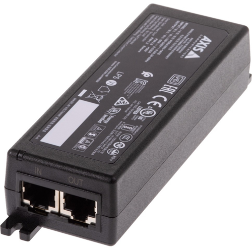 Injecteur POE AXIS - 120 V AC, 230 V AC Entr&eacute;e - 56 V DC Sortie - 1 Ethernet Port(s) d'entr&eacute;e - 1 PoE (Power Over Ethernet) Port(s) de sortie - 30 W - Noir