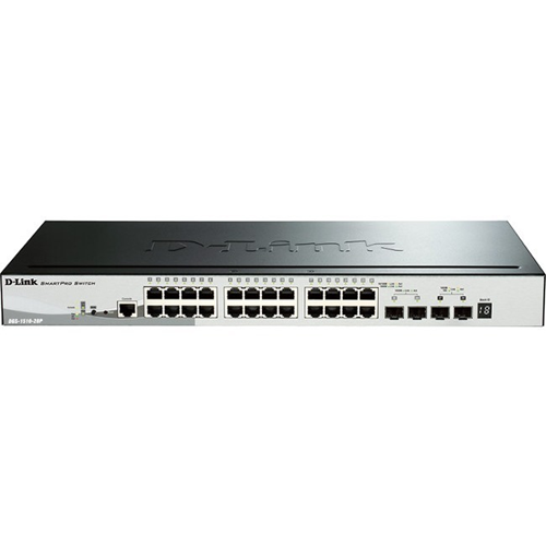 Commutateur Ethernet D-Link SmartPro DGS-1510 DGS-1510-28P 24 Ports G&eacute;rable - Gigabit Ethernet - 10/100/1000Base-T - 3 Couche support&eacute;e - Modulaire - 2 Emplacements SFP - Paire torsad&eacute;e, Fibre Optique - 1U Haut - Montable en rack