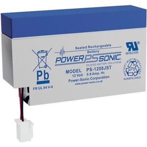 Powersonic PS1208V0 PS Series, 12V, 0.8Ah, Valve Regulated Lead Acid Rechargable Battery, 20-Hr Rate Capacity with Cable, 