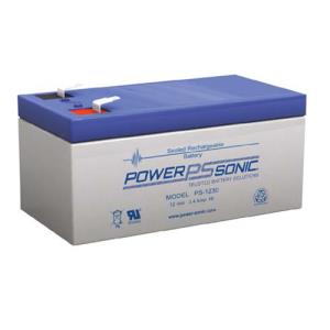 Powersonic PS-1230VdS PS Series, 12V, 3.4Ah, Sealed Lead Acid Rechargable Battery, 20-Hr Rate Capacity 
